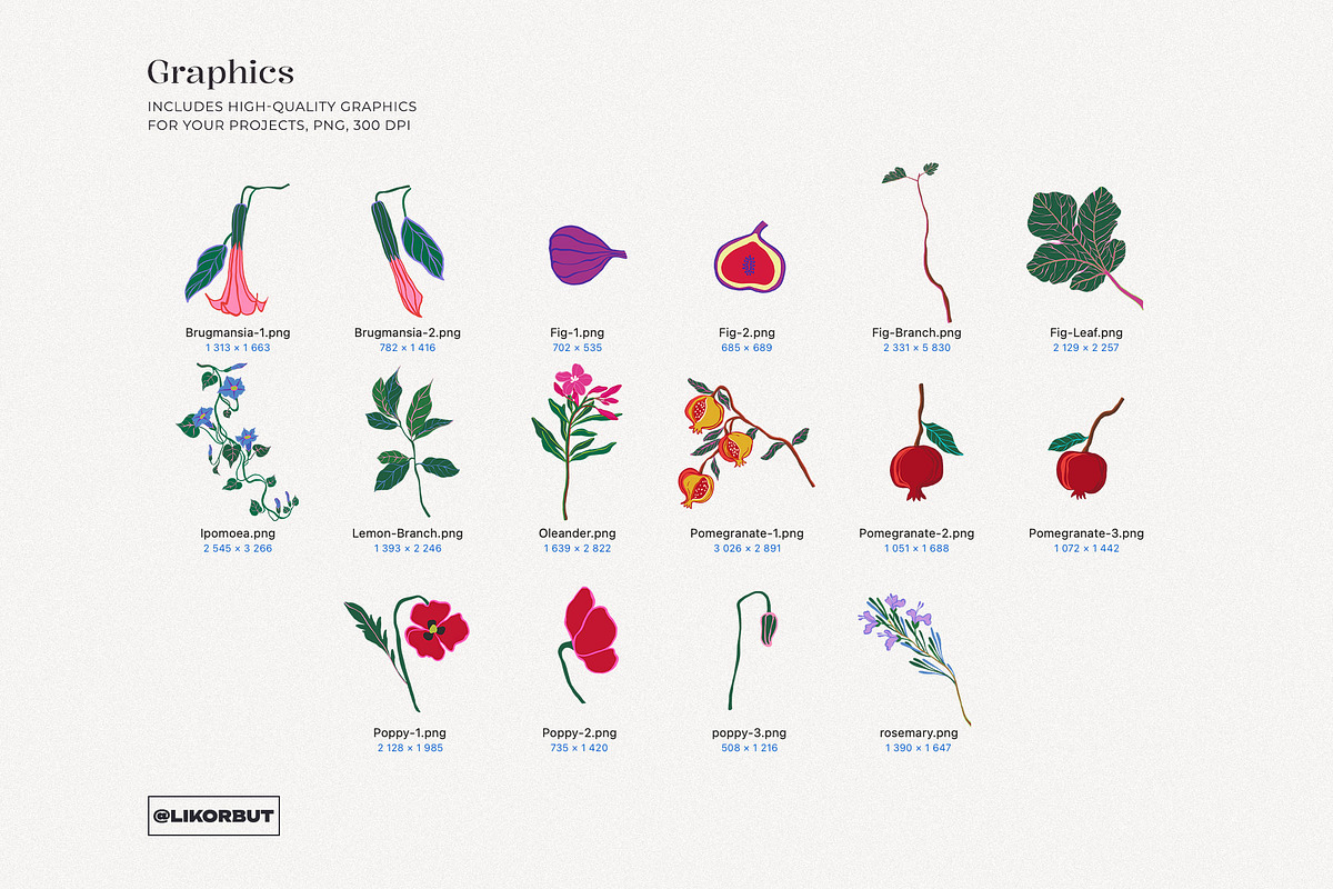 Spanish Botanical Floral Pattern, a Pattern Graphic by likorbut (Photo 6 of 12)