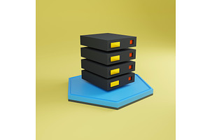 3D Server Icon. Realistic Data