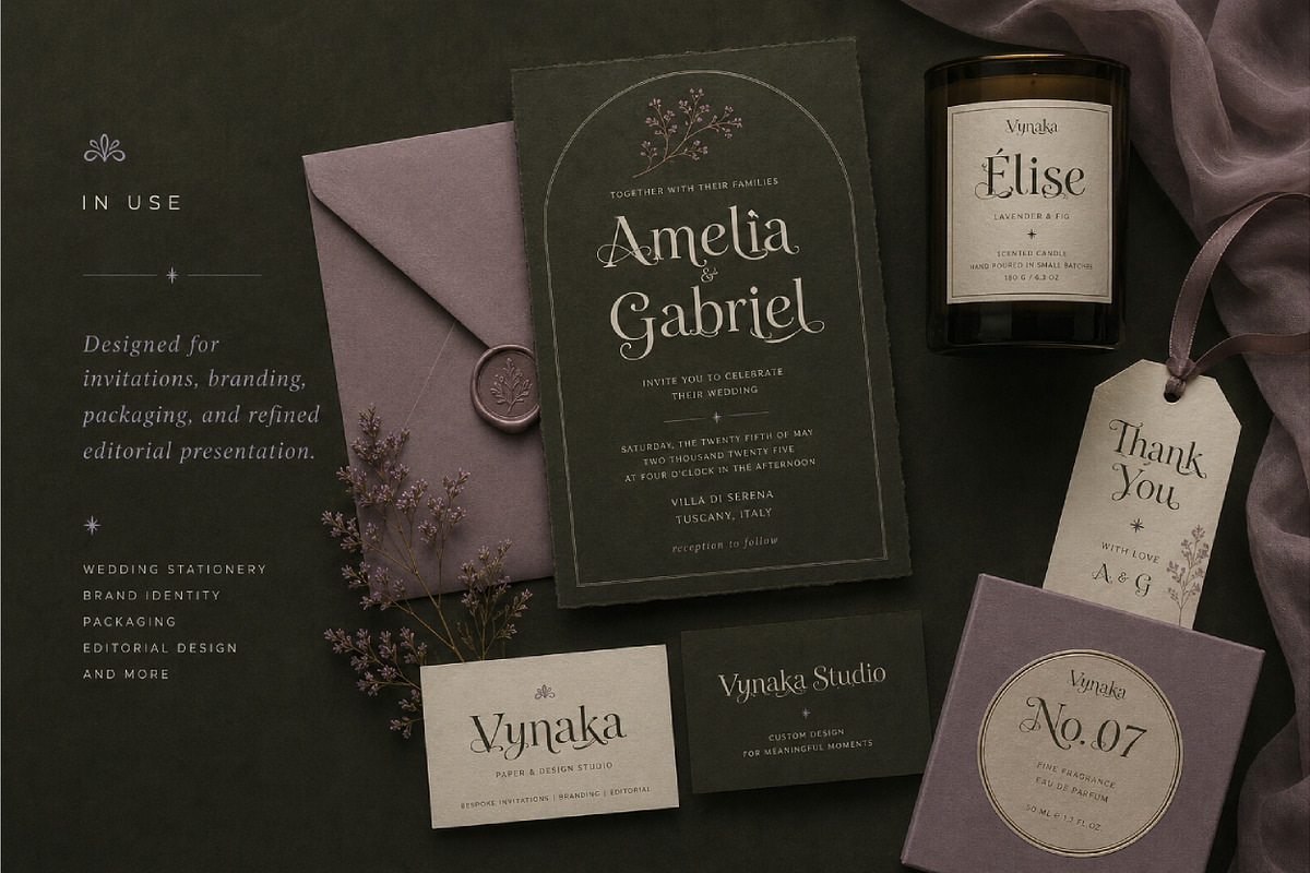 Vynaka Romantic Display Serif, a Script Font by Nouric Design (Photo 3 of 5)