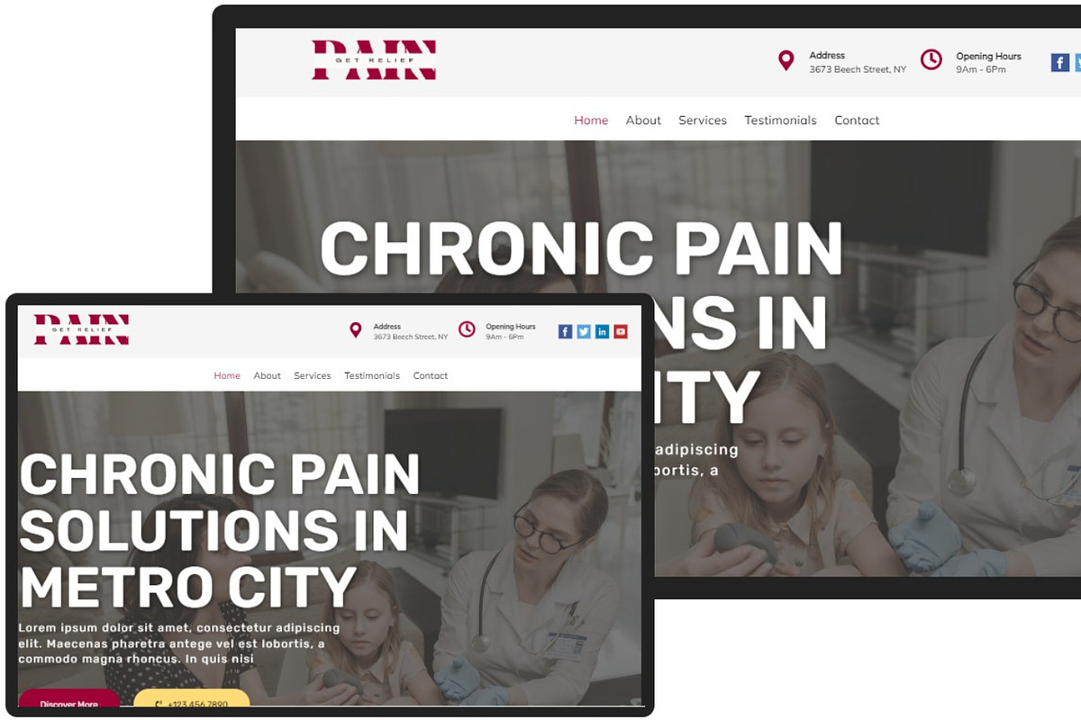 Pain Management WordPress Theme - Physiotherapy & Health Template preview 2