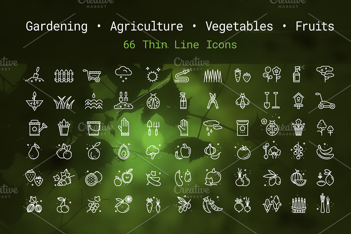 Gardening & Agriculture Linear Icons, an Outline Icon by Nuburu (Photo 1 of 4)