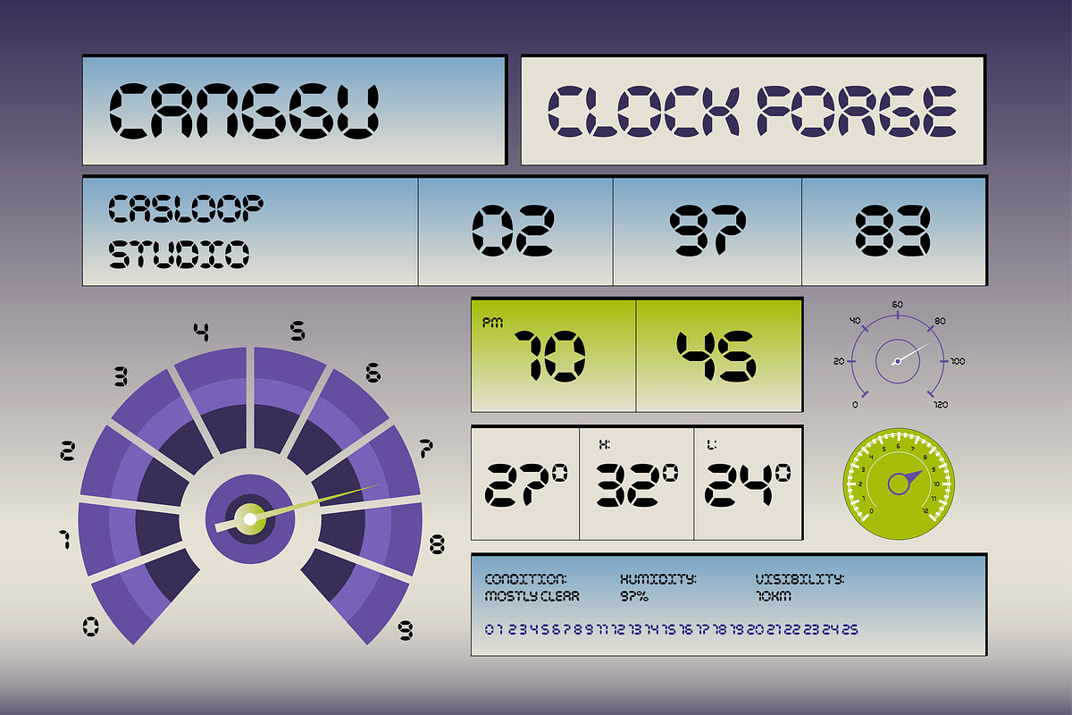 Clock Forge - Speed Meter Font, a Sans Serif Font by Casloop Studio (Photo 9 of 9)