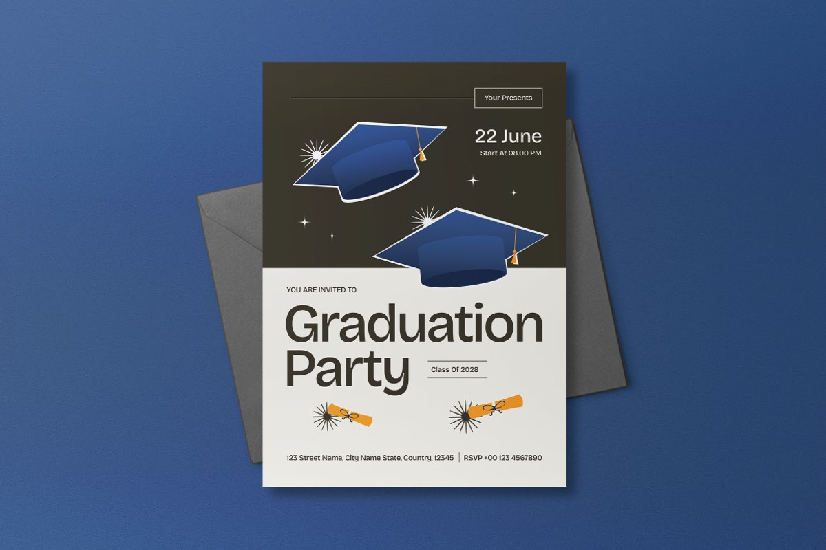 Green Graduation Party Invitation, an Invitation Template by graphicook (Photo 3 of 3)