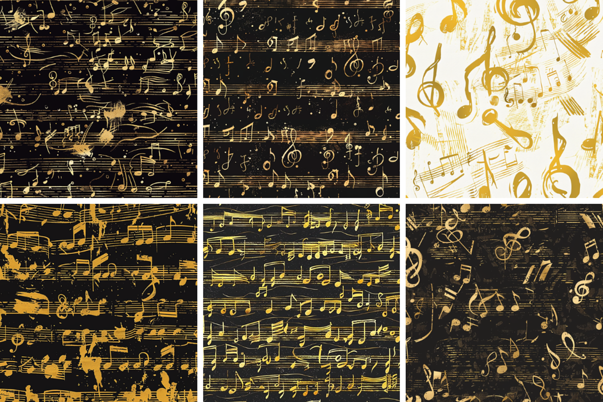 Gold Handwritten Music Seamless, a Pattern Graphic by PrintablesByFranklyn (Photo 4 of 4)