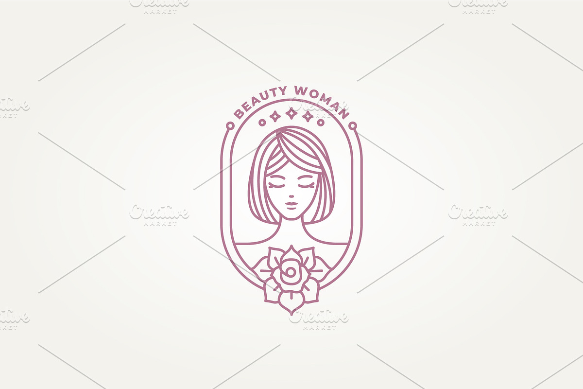beauty woman with flower badge logo, a Branding & Logo Template by Blazybone