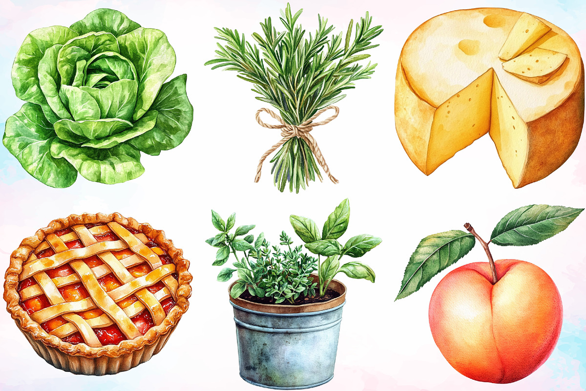 Watercolor Farmers Market Clipart, a Seasonal Illustration by Canvas Craft (Photo 3 of 5)