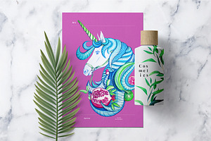 Unicorn And Flowers. Trend 2020