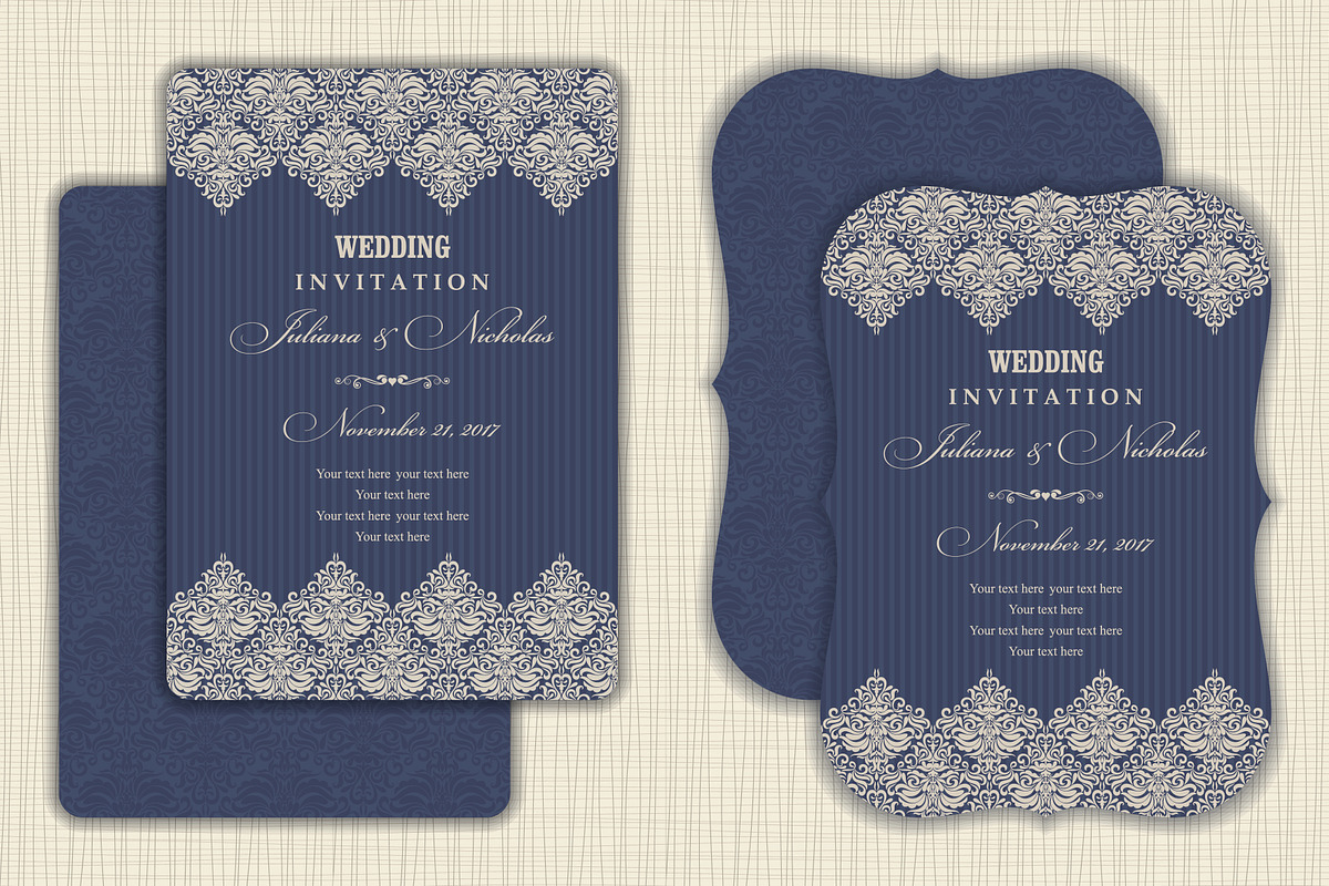 Wedding Set. Pattern and Invitation., a Card Template by NataLito (Photo 5 of 10)