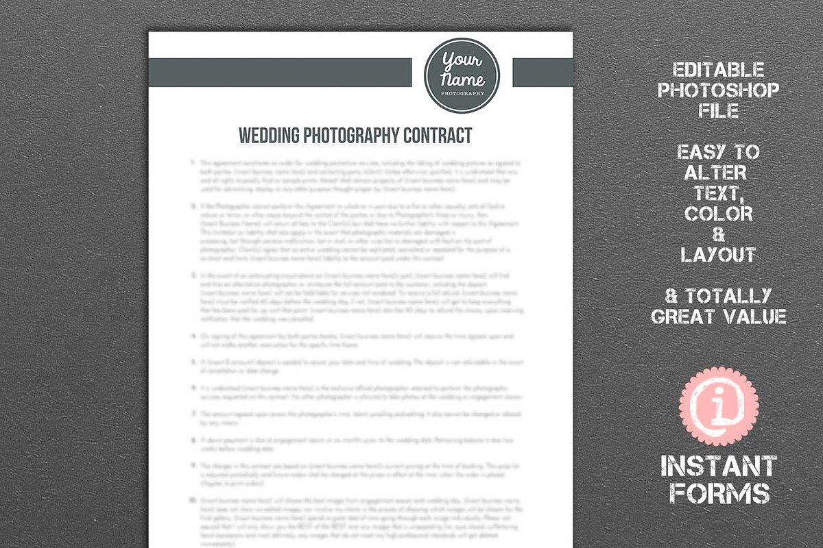 Photography Forms and Contracts, a Stationery Template by InstantForms (Photo 3 of 3)