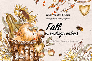 Fall pumpkin and sunflowers clipart