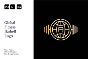 Global Fitness Barbell Logo, a Branding & Logo Template by Luxury Logos (Thumbnail 1 of 4)