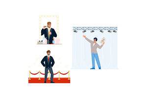 Actor man preparing performing and, an Illustration by pikepicture