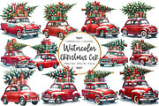 Christmas Car Watercolor Clipart, an Illustration by OK Design (Thumbnail 1 of 5)