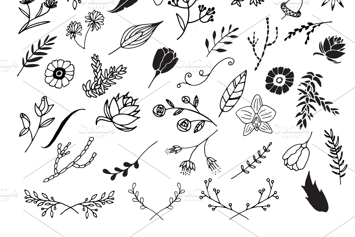 300 Hand Drawn Florals, an Illustration by Designdell (Photo 7 of 7)