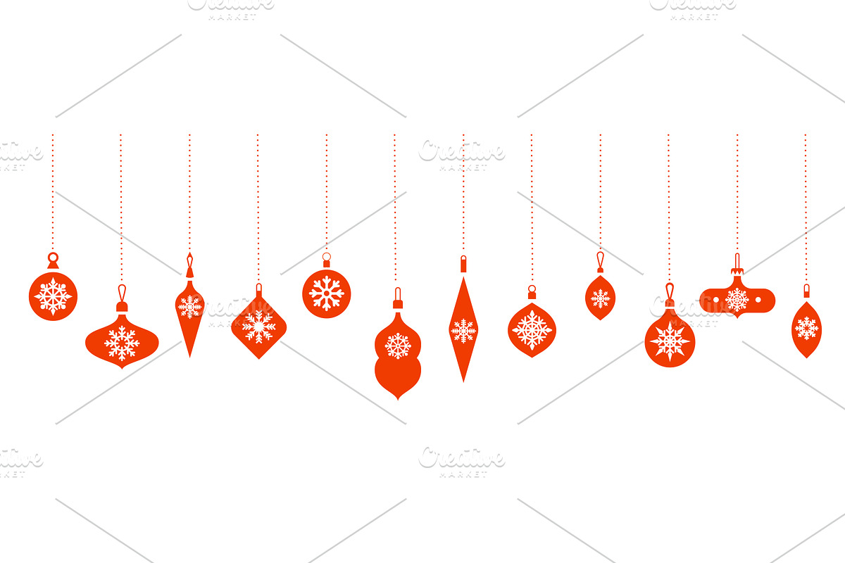 Balls icons. Hanging Christmas toys, a Decorative Illustration by Riots Brush