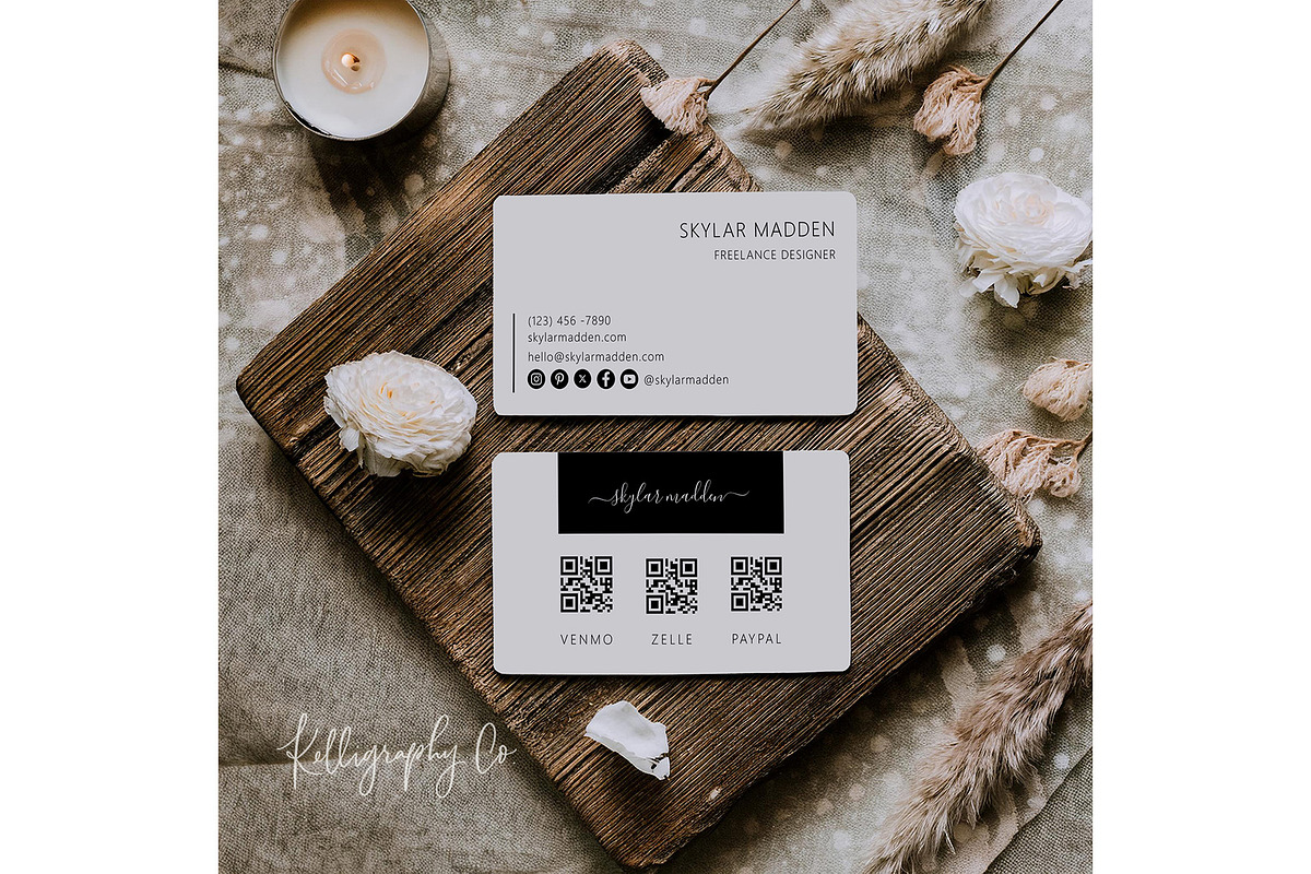 Boho Business Card PSD Mockup, a Mockup by Kelligraphy Co. (Photo 2 of 2)