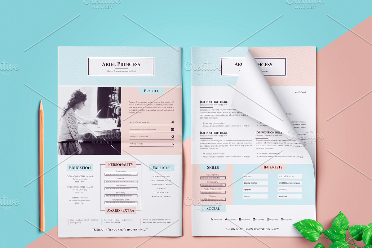Anthology resume/cv - Sketch support, a Resume Template by Rebelinart (Photo 4 of 6)