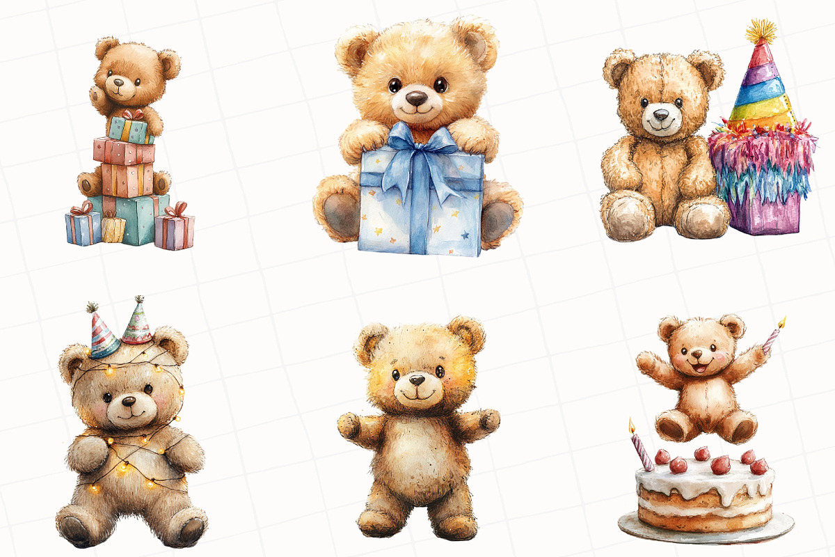 Birthday Teddy Bear Clipart, an Illustration by OK Design (Photo 2 of 5)