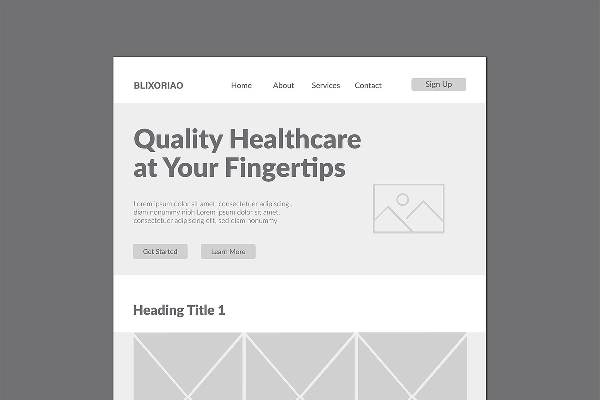 Wireframe For Healthcare Website, a Wireframe Template by MightyDesign (Photo 2 of 9)