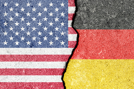 German American tension and conflict. A geopolitical crack, spli, a Background Photo by Eugene_Photo