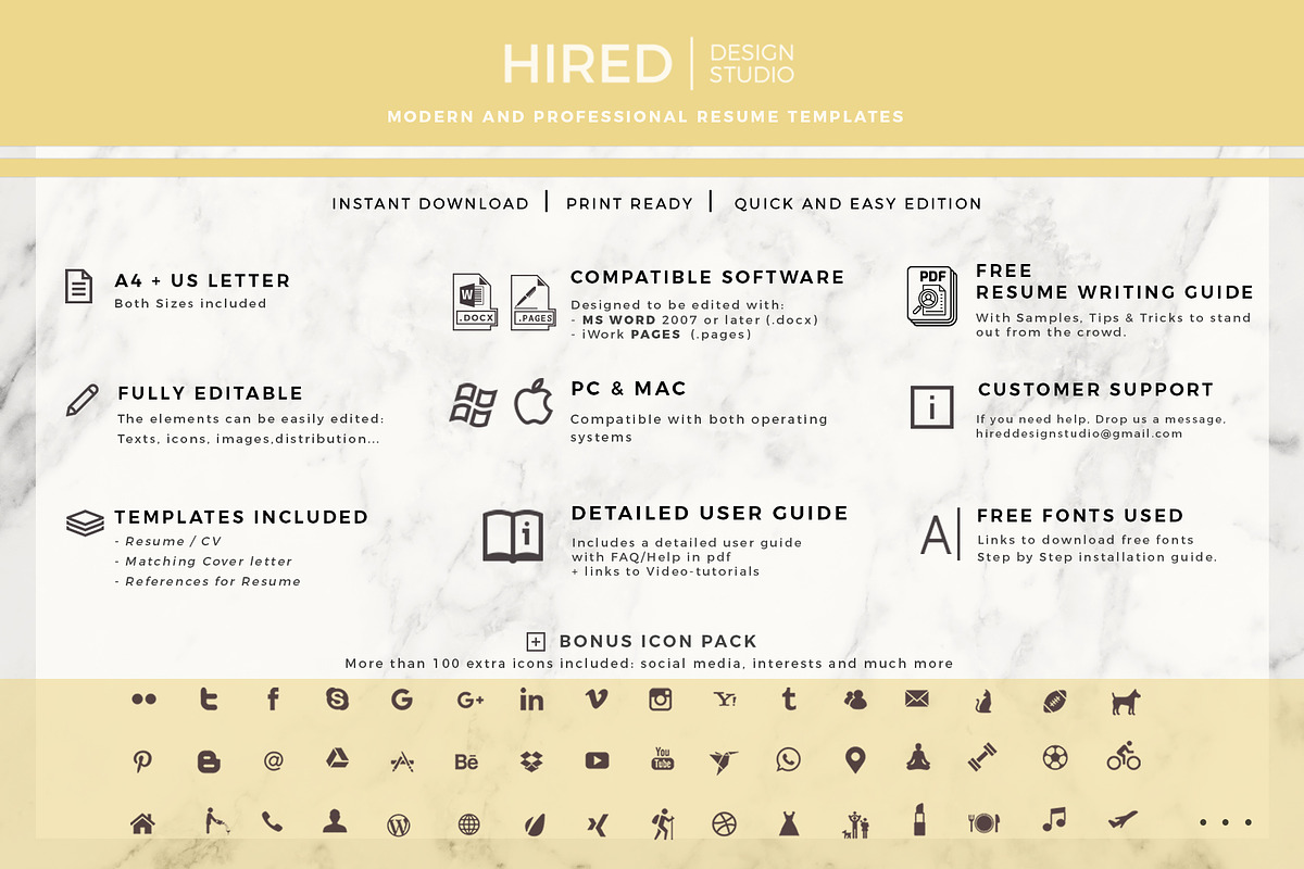Professional Resume Template Bundle, a Resume Template by HIRED Design Studio (Photo 8 of 13)