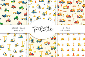 Watercolor Construction Patterns, a Pattern Graphic by PatternPalette
