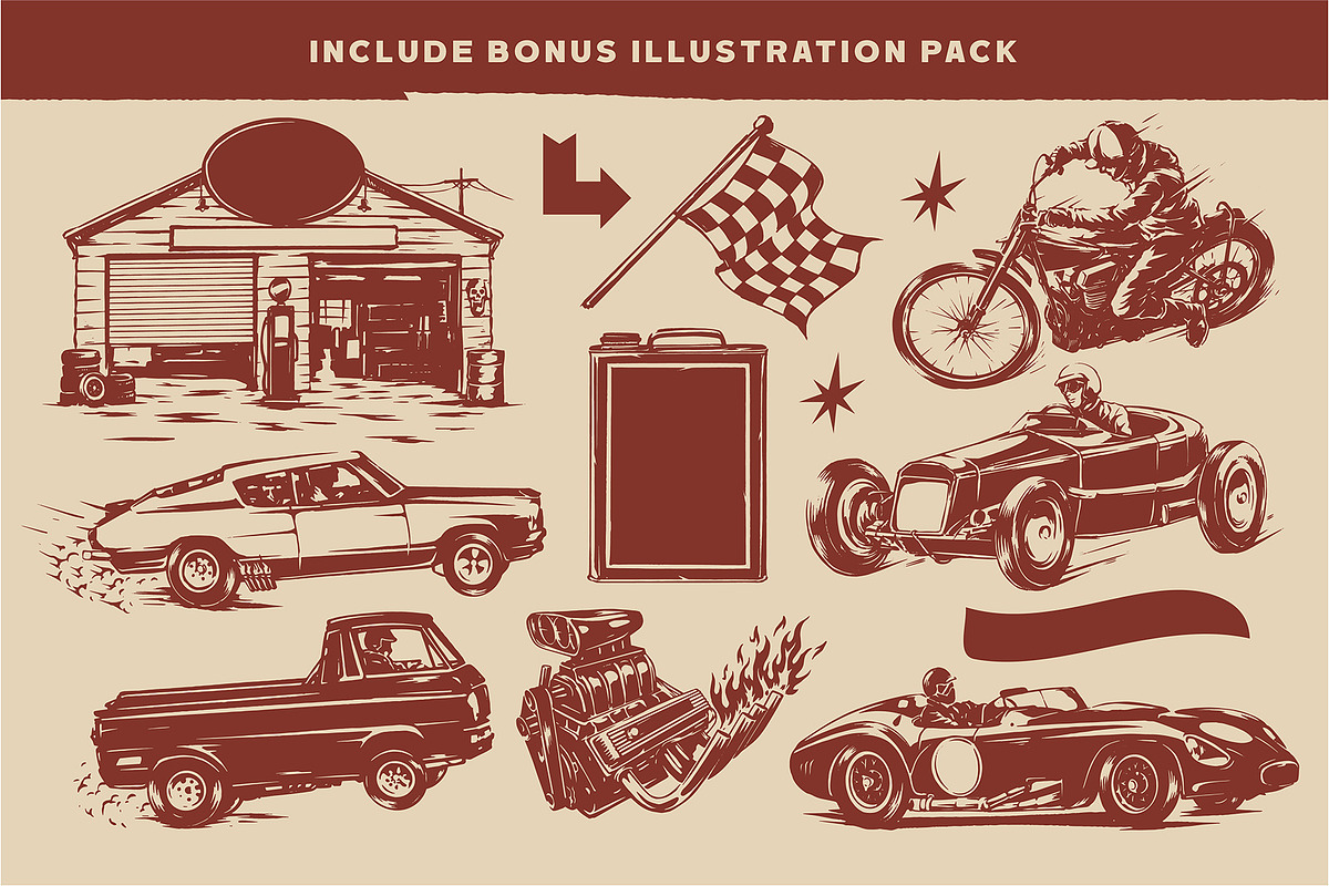 Hotrod Retropack Retro Font Pack, a Sans Serif Font by Letterhend Studio (Photo 9 of 10)