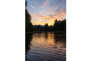 Sunrise over Wenatchee River in, a Nature Photo by Backyard Stock