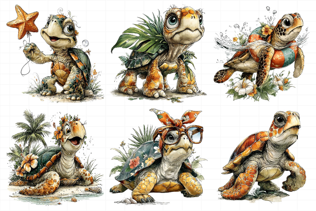 Tropical Turtle Clipart, an Illustration by Daily.Designs (Photo 6 of 7)