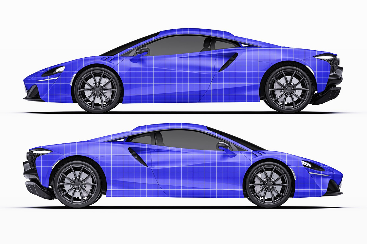 Hybrid Supercar Sport Coupe Set, an Advertising Mockup by Halal Graphic Studio (Photo 9 of 12)