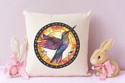 Hummingbird Round Stained Glass Png, an Illustration by RobertsArt (Thumbnail 4 of 7)