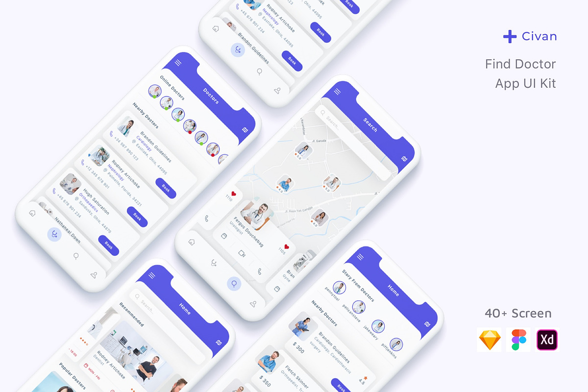 Civan - Find Doctor App UI Kit, an App Template by Betush (Photo 1 of 6)