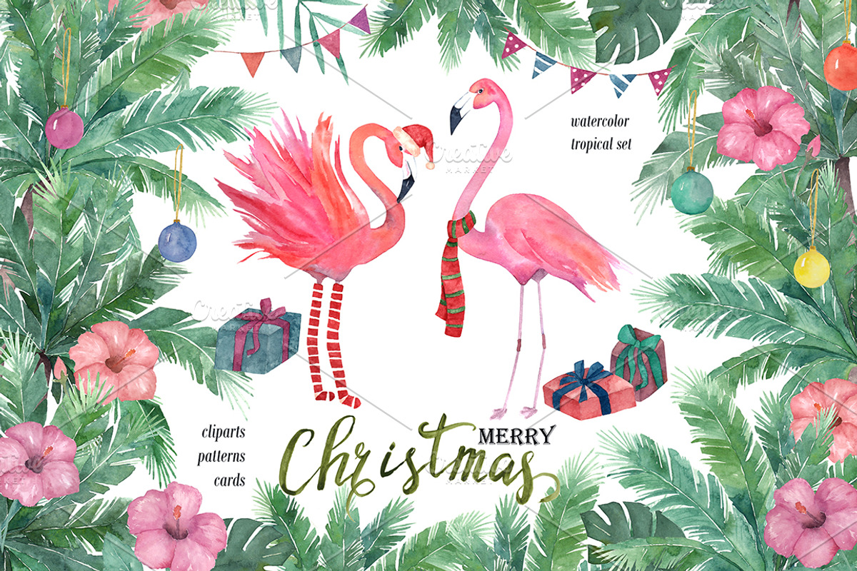 Watercolor Tropical Christmas, a Graphic by Natikka Art (Photo 1 of 5)