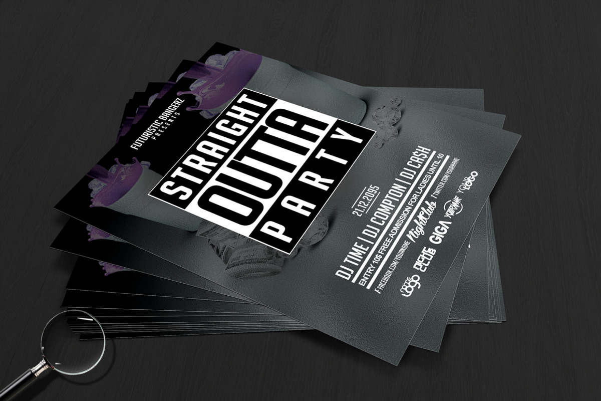 Straight Outta Party | 6in1 Flyer, a Flyer Template by GIGA-TEMPLATE (Photo 11 of 18)