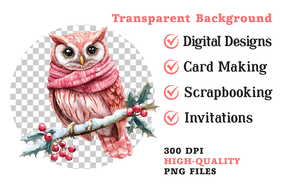 Pink Christmas Watercolor Clipart, an Illustration by Dream Creation (Photo 5 of 5)