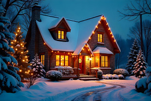 Cozy Winter Cottage Christmas Photo, a Holiday Photo by Aura Canyon HQ