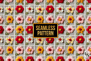 Spring Knitted Flowers Digital Paper, a Pattern Graphic by Creative Store (Thumbnail 3 of 5)