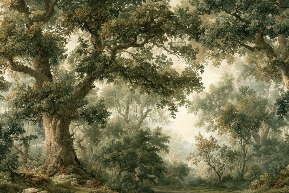 Veridant Ancient Forest Wallpaper, a Decorative Illustration by Virgo Studio