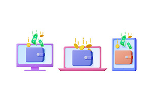 Digital wallet on monitor, laptop, a Technology Illustration by Abscent