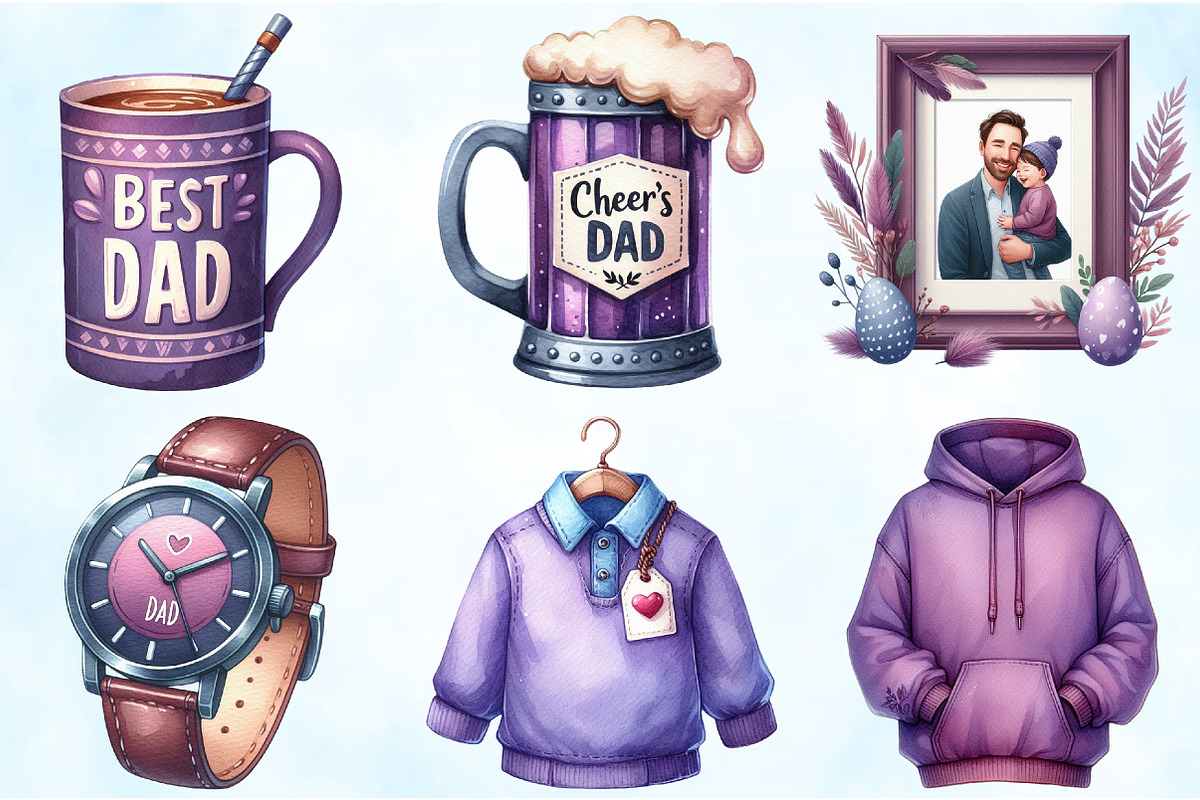 Purple Father's Day Clipart, an Illustration by Craft Nest (Photo 2 of 4)