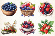 Watercolor Berries Clipart Bundle, an Illustration by DreamCafeArt (Thumbnail 2 of 7)