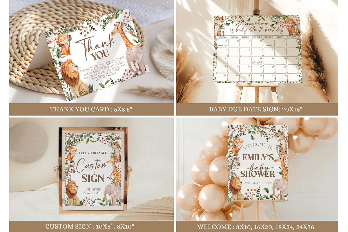Wild One Safari Baby Shower Bundle, a Templates & Theme by VeliusCreativeStudio (Photo 3 of 9)