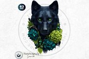 Floral Wolves Fantasy Cliparts, an Animal Illustration by ThatsDesignArt (Thumbnail 17 of 17)