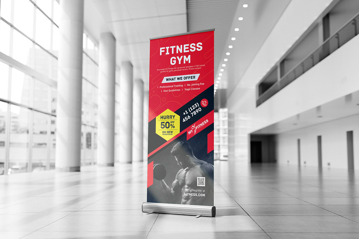 Gym Fitness Rollup Banner, a Stationery Template by graphix_shiv (Photo 1 of 3)