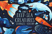 Watercolor Deep Sea Creature Clipart, an Animal Illustration by DigitalArtsi (Thumbnail 1 of 3)