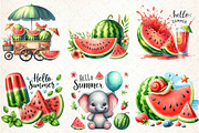Hello Summer Juicy Watermelon Clipar, an Illustration by Libby Wishes (Thumbnail 5 of 5)