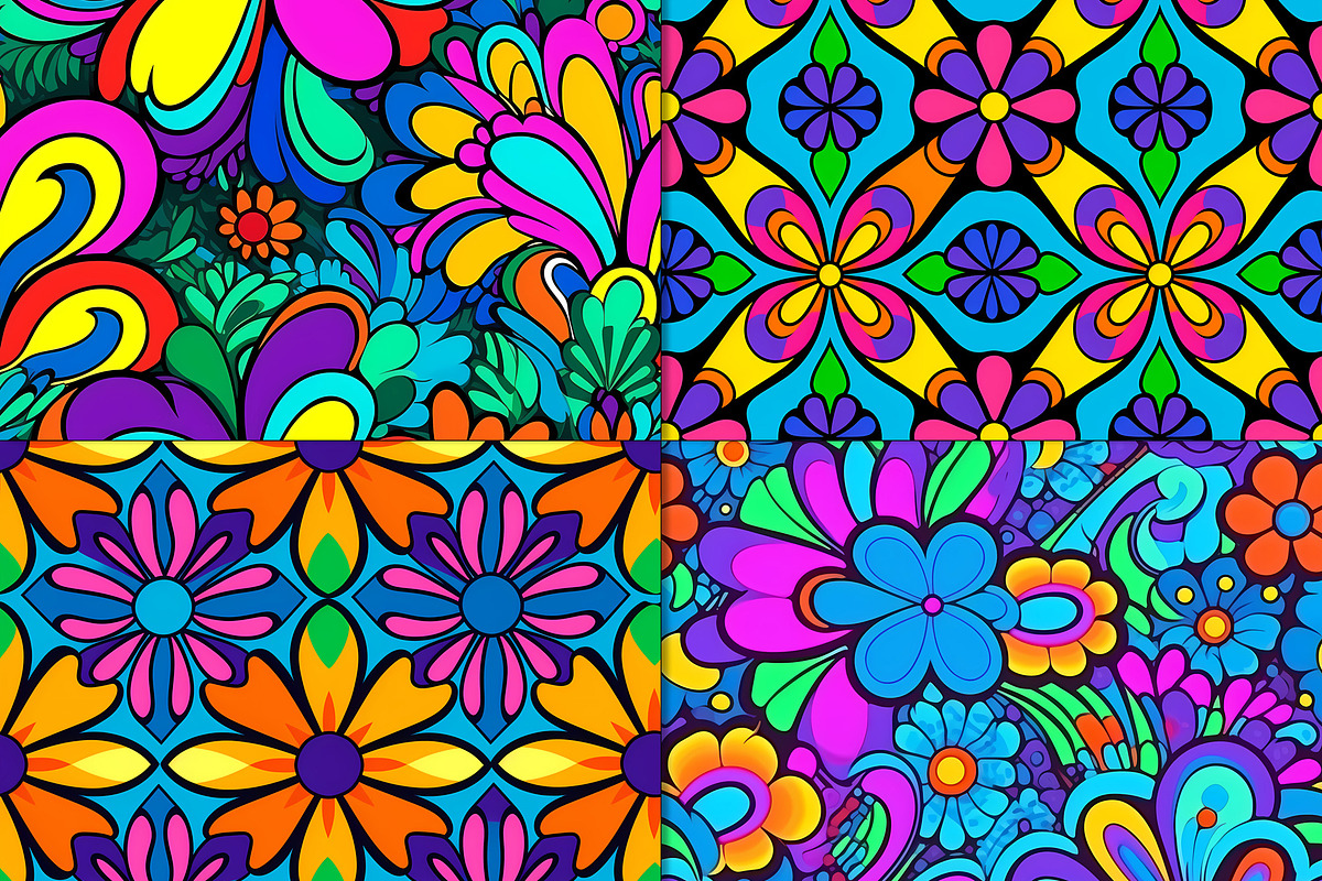 20 Seamless Psychedelic 1970s Set, a Pattern Graphic by Nordic Design (Photo 5 of 9)