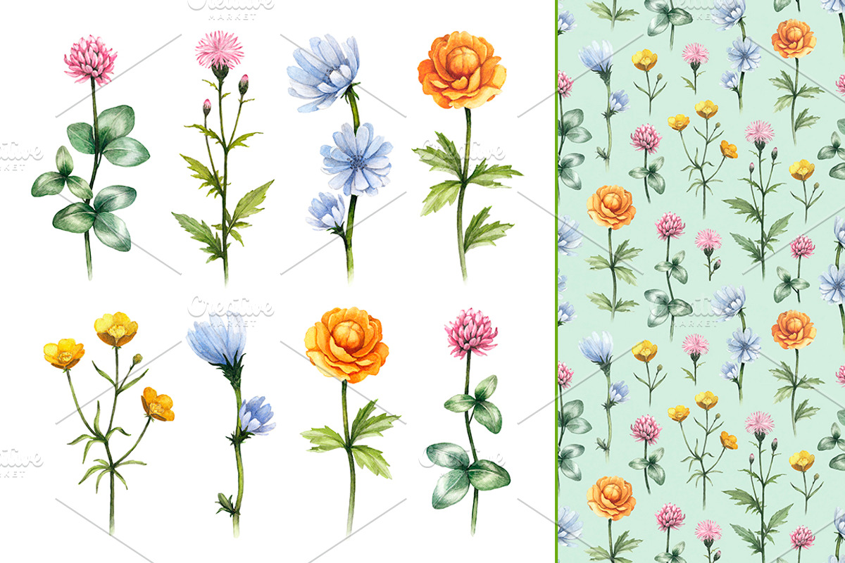Watercolour wild nature, a Pattern Graphic by Sundra (Photo 6 of 19)