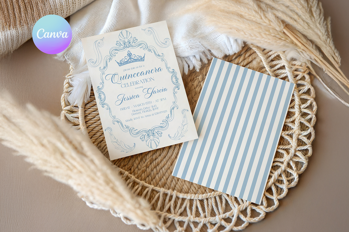 Light Blue Quinceanera Invitation, a Templates & Theme by VeliusCreativeStudio (Photo 1 of 3)