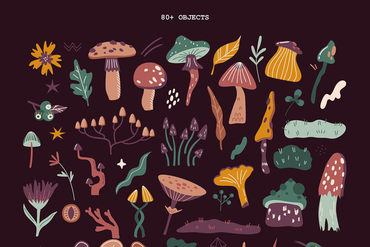 Mushrooms. Vector collection, an Illustration by katieromanoff_art (Photo 2 of 13)